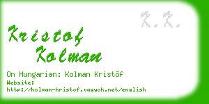 kristof kolman business card